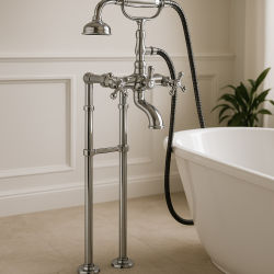 PB Torneira de banheira independente nostálgica com manípulos em estrela cromada 6000